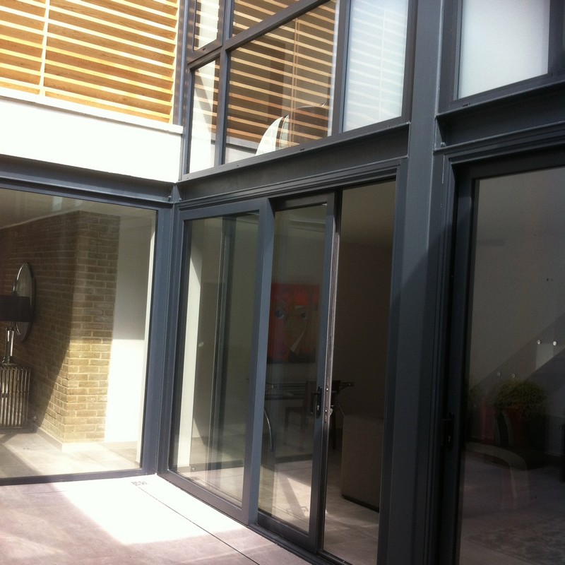 Anthracite aluminium sliding patio doors fitted in Lower Edmonton